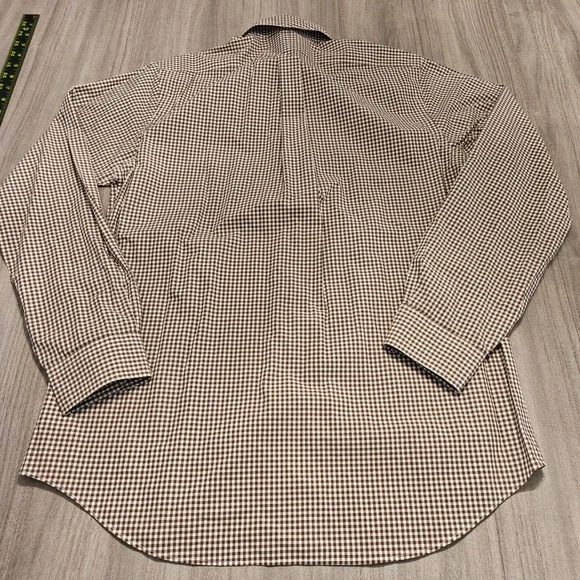 Ralph Lauren Classic Fit Gingham Shirt Mens Medium Brown White Check Long Sleeve - Picture 4 of 8
